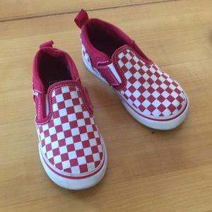 Red and white checkered vans